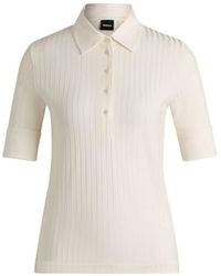 BOSS - Ribbed Polo-Collar T-Shirt With Plain Trims - Lyst
