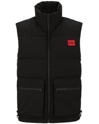 HUGO - Water-repellent Gilet With Red Logo Badge - Lyst