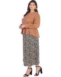 Fashnzfab - Plus Caramel Waffle Knit Back Button Detail Long Sleeve Top - Lyst
