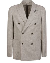 Lardini - Roma Double-Breasted Wide-Lapel Wool Jacket - Lyst