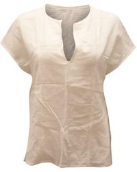 Vince - Short-Sleeve Split-Neck Blouse - Lyst