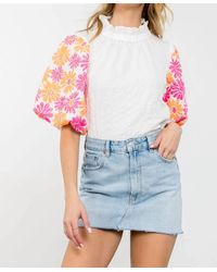 Thml - Embroidered Puff Sleeve Textured Top - Lyst