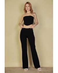 TRUEDAMES - Fashnzfab Strapless Corset Top & Flare Pants Set - Lyst