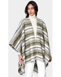 TRUEDAMES - Cozy Striped Three Tone Ruana Poncho - Lyst