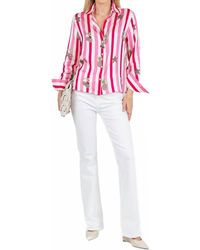 Vilagallo - Isa Striped & Leopard Print Button Down Shirt - Lyst