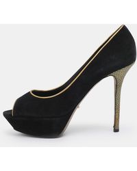 Sergio Rossi - Suede Peep Toe Platform Pumps - Lyst