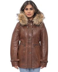 Infinity Leather - Leather Hooded Parka Jacket-Putian - Lyst