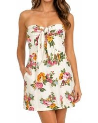 Olivaceous - Strapless Front Tie Mini Dress - Lyst