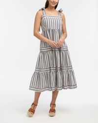Ellen Tracy - Striped Tiered Midi Dress - Lyst