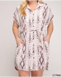 She + Sky - Snakeskin Button Down Plus Dress - Lyst
