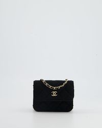 Chanel - Ultra Mini Jersey Fabric Cross-body Bag With Champagne Gold Hardware - Lyst