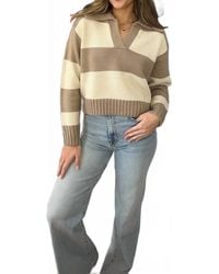 Urban Daizy - Collared Striped Ribbed Knit Sweater - Lyst