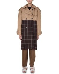 Marni - Double-Breasted Trench Coat With Two-Tone Design - Lyst