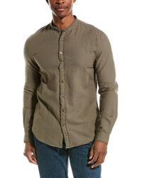 John Varvatos - Slim Fit Band Collar Linen-blend Shirt - Lyst