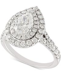 Pompeii3 - 2 Ct Tw Pear Shape Halo Diamond Engagement Ring 14k White Gold Lab Grown - Lyst