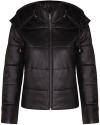 Infinity Leather - Puffer Leather Bomber Jacket-Ajax - Lyst