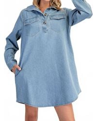 Eesome - Long Sleeve Denim Shirt Dress - Lyst