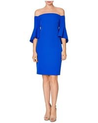 Laundry by Shelli Segal Off-the-shoulder Bell Sleeve Cocktail Dress - Blue