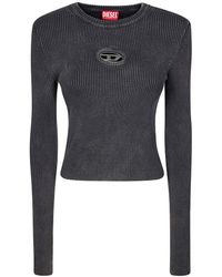 DIESEL - M-Anchor-A Cropped Denim Sweatshirt With Cut-Out Detail - Lyst