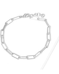 Fashnzfab - Dipped Open Metal Oval Link Bracelet Rhodium - Lyst