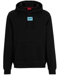 HUGO - Cotton-terry Hoodie With Logo Label - Lyst