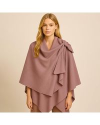TRUEDAMES - Solid Lurex Ruana Poncho - Lyst