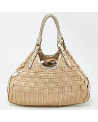 Cole Haan - /gold Woven Canvas And Leather Satchel - Lyst