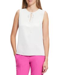 Theory - Tie-neck 100% Silk Blouse - Lyst