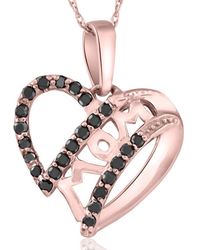 Pompeii3 - Black Diamond Mom Heart Pendant Necklace - Lyst