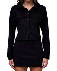 Hidden Jeans - Suede Shrunken Button-Up Shirt - Lyst