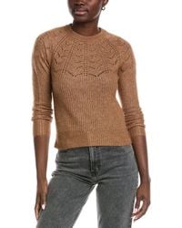 Autumn Cashmere - Scalloped Pointelle Yoke Cashmere & Silk-Blend Sweater - Lyst