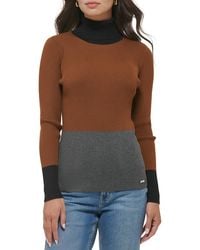 Calvin Klein - Colorblock Ribbed Turtleneck Sweater - Lyst