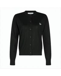 Maison Kitsuné - Classic Wool Cardigan With Round Neckline And Embroidered Detail - Lyst
