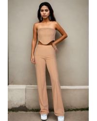 TRUEDAMES - Strapless Corset Top & Flare Pants Set - Lyst