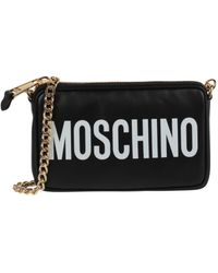 Moschino - Logo Leather Chain Shoulder Bag - Lyst