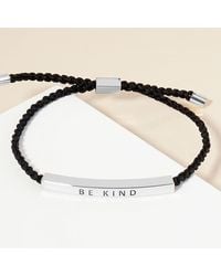 Fashnzfab - Dipped Be Kind Message Bar Pointed Rope Adjustable Bracelet Rhodium - Lyst