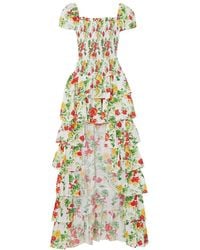 Caroline Constas - Margo Cut-out Dress Gown Yellow Red Blanc Floral - Lyst