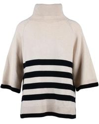 Gran Sasso - Short Sleeve Turtleneck Sweater With Stripe Accents - Lyst