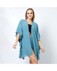 TRUEDAMES - Chiffon Ruffle Kimono Poncho - Lyst