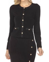 Joseph Ribkoff - Satin Trim Button Front Cardigan - Lyst