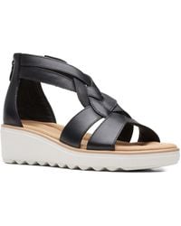Clarks - Jillian Bright Leather Strappy Wedge Sandals - Lyst
