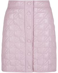 MSGM - Pastel Quilted Geometric Polyester Mini Skirt - Lyst
