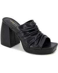 Kenneth Cole - Anika Faux Leather Peep-toe Platform Sandals - Lyst
