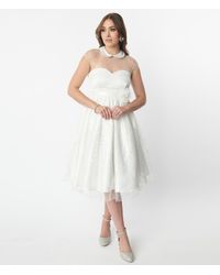 Unique Vintage - & Iridescent Heart Bridal Swing Dress - Lyst
