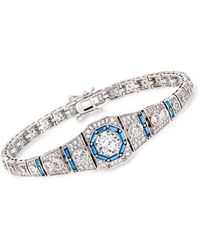 Ross-Simons - Cz And . Simulated Sapphire Bracelet - Lyst
