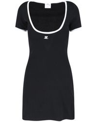 Courreges - Ribbed Cotton Mini Dress - Lyst