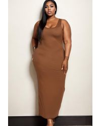 Fashnzfab - Plus Size Solid Basic Maxi Dress - Lyst