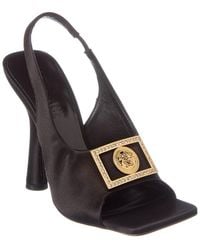 Versace - Medusa Plaque Satin Slingback Sandal - Lyst