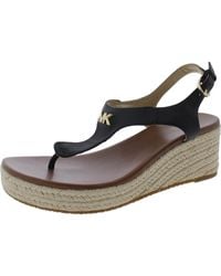 MICHAEL Michael Kors - Solid Faux Leather Wedge Sandals - Lyst