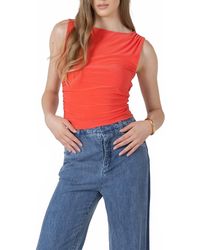 Dex Clothing - Shirred Detail Boat Neck Tank Top - Lyst